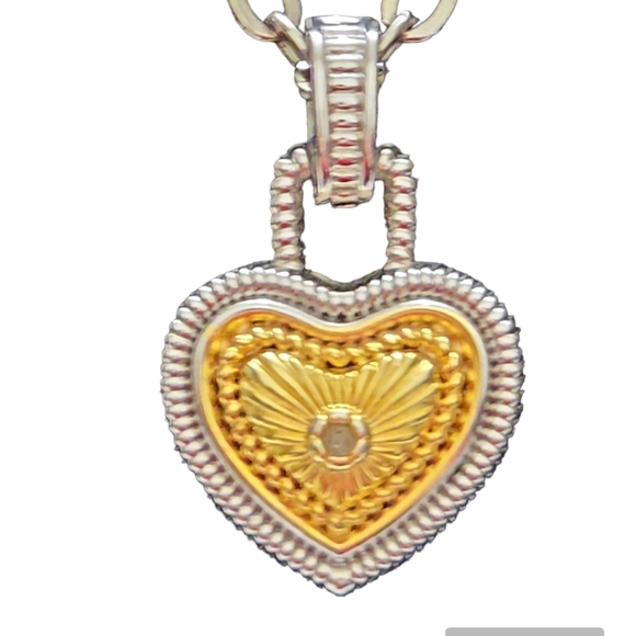 Heart Shaped Necklace .02 Ctw Diamond w Silver Tone Chain L11 - Picture 2 of 4